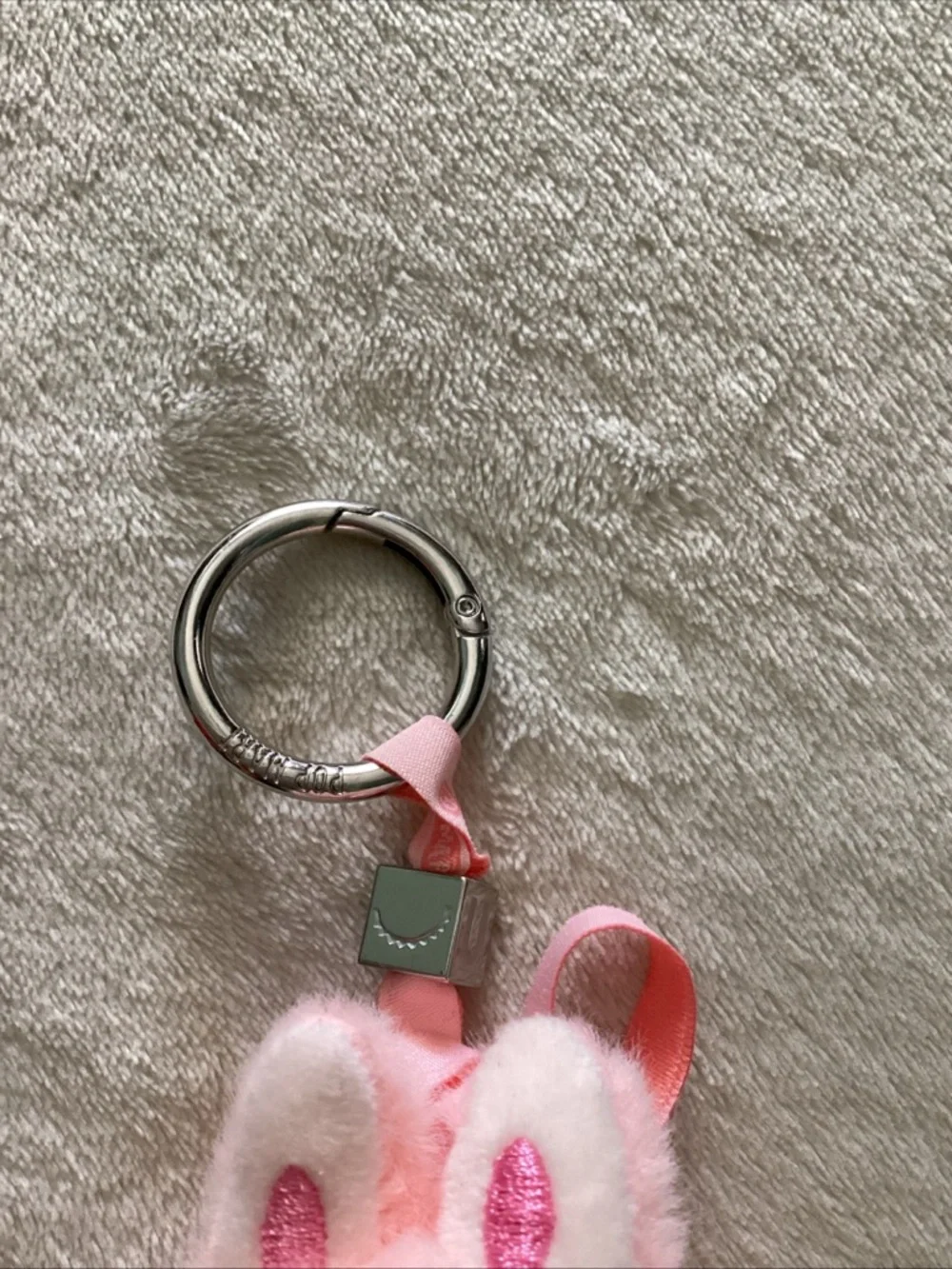 Plush Pink Bunny Keyring Pet Toy Accessory